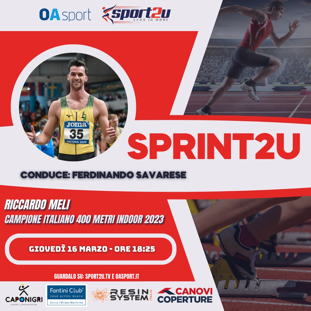 Riccardo Meli, campione italiano 400 metri indoor 2023 a Sprint2u