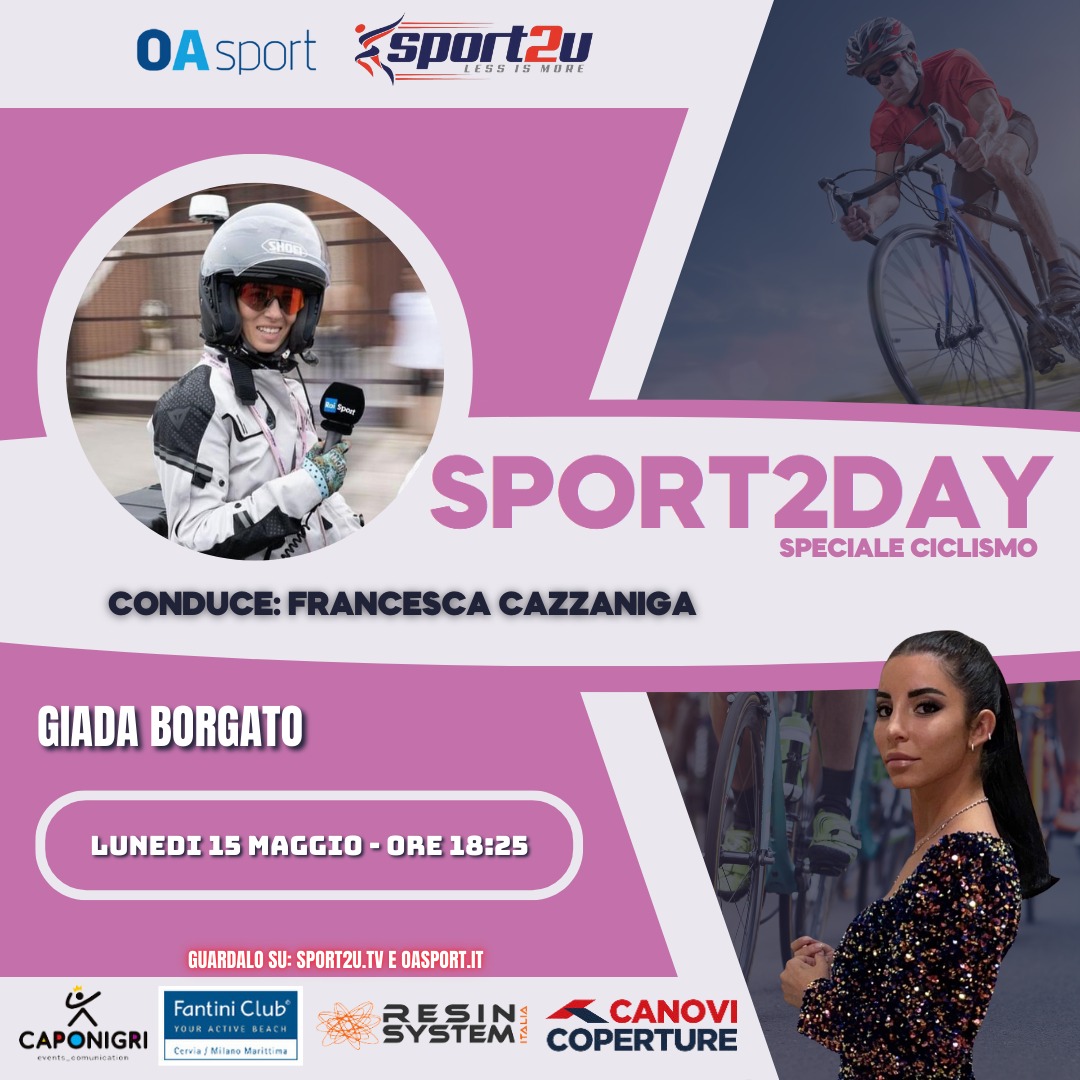 Giada Borgato, collaboratrice Rai Sport a Sport2Day Speciale Ciclismo 15.05.23