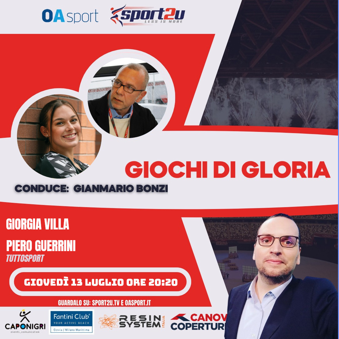 Giorgia Villa, ginnasta pluri medagliata e Piero Guerrini di Tuttosport a Giochi di Gloria – 7 Puntata