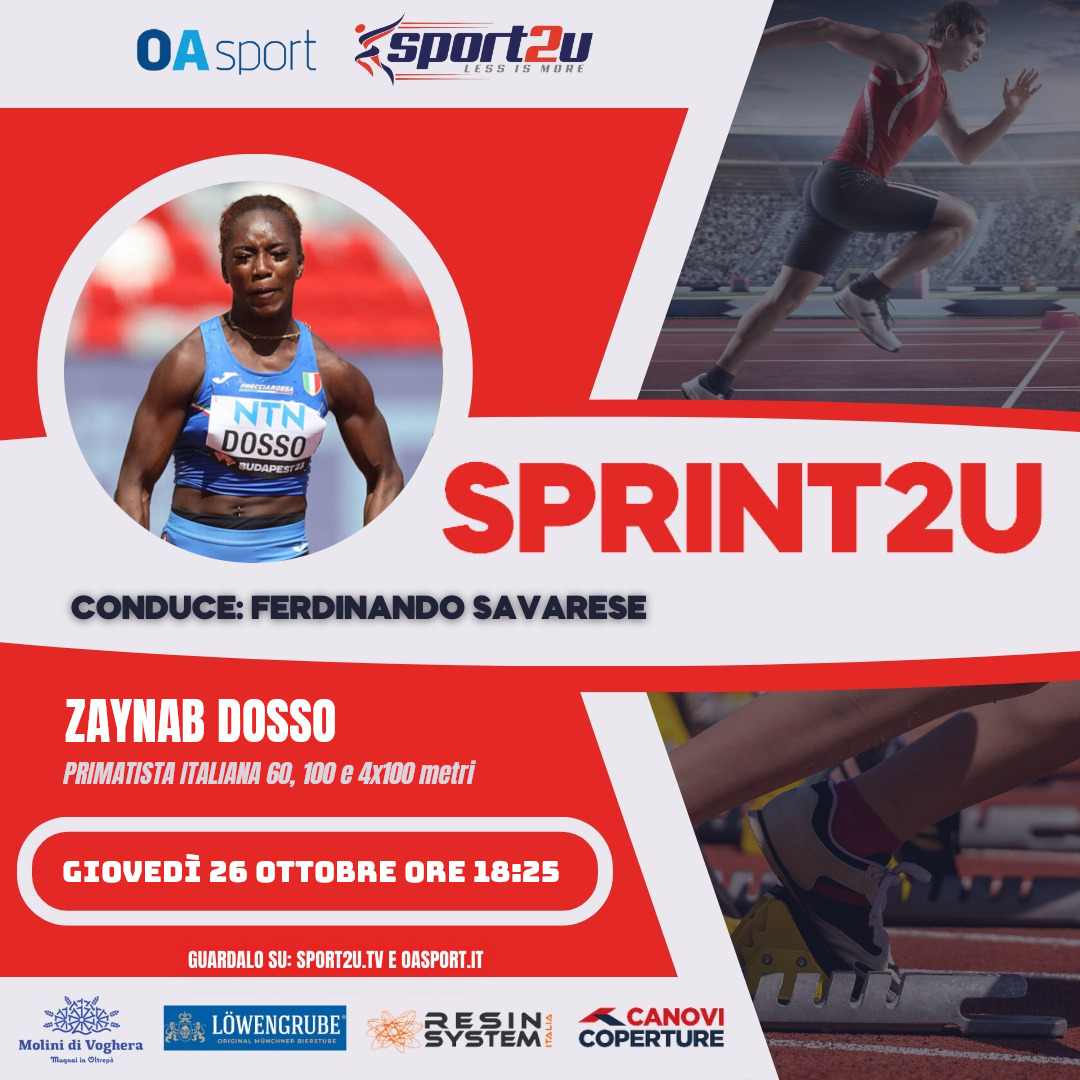 Zaynab Dosso, primatista italiana 60, 100 e 4×100 metri, a Sprint2u 26.10.23